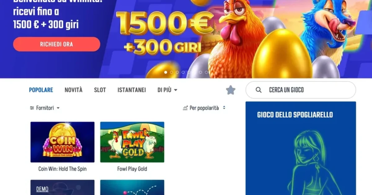 Winnita Casino -> Ricevi fino a 1500€ + 300 giri